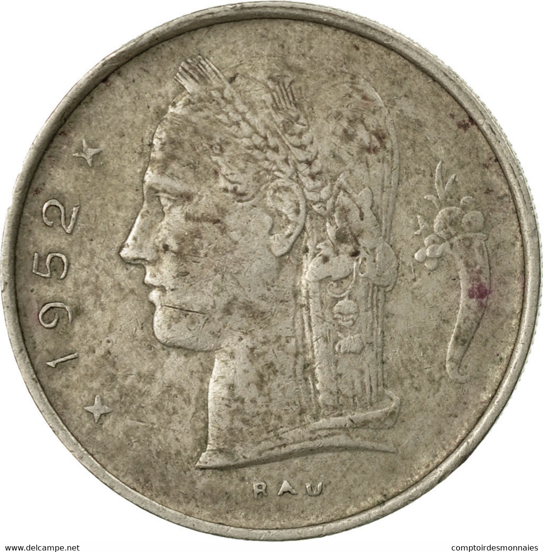 Monnaie, Belgique, Franc, 1952, B+, Copper-nickel, KM:143.1 - 1 Franc