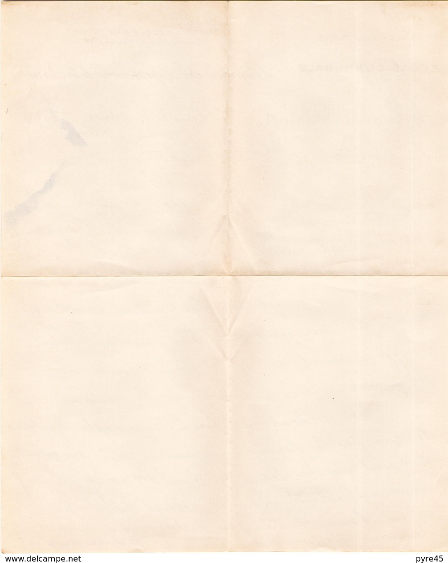 Lettre à En Tête Manuscrite Ville De Paris école Communale Du 4 Octobre 1932 - Manuscrits
