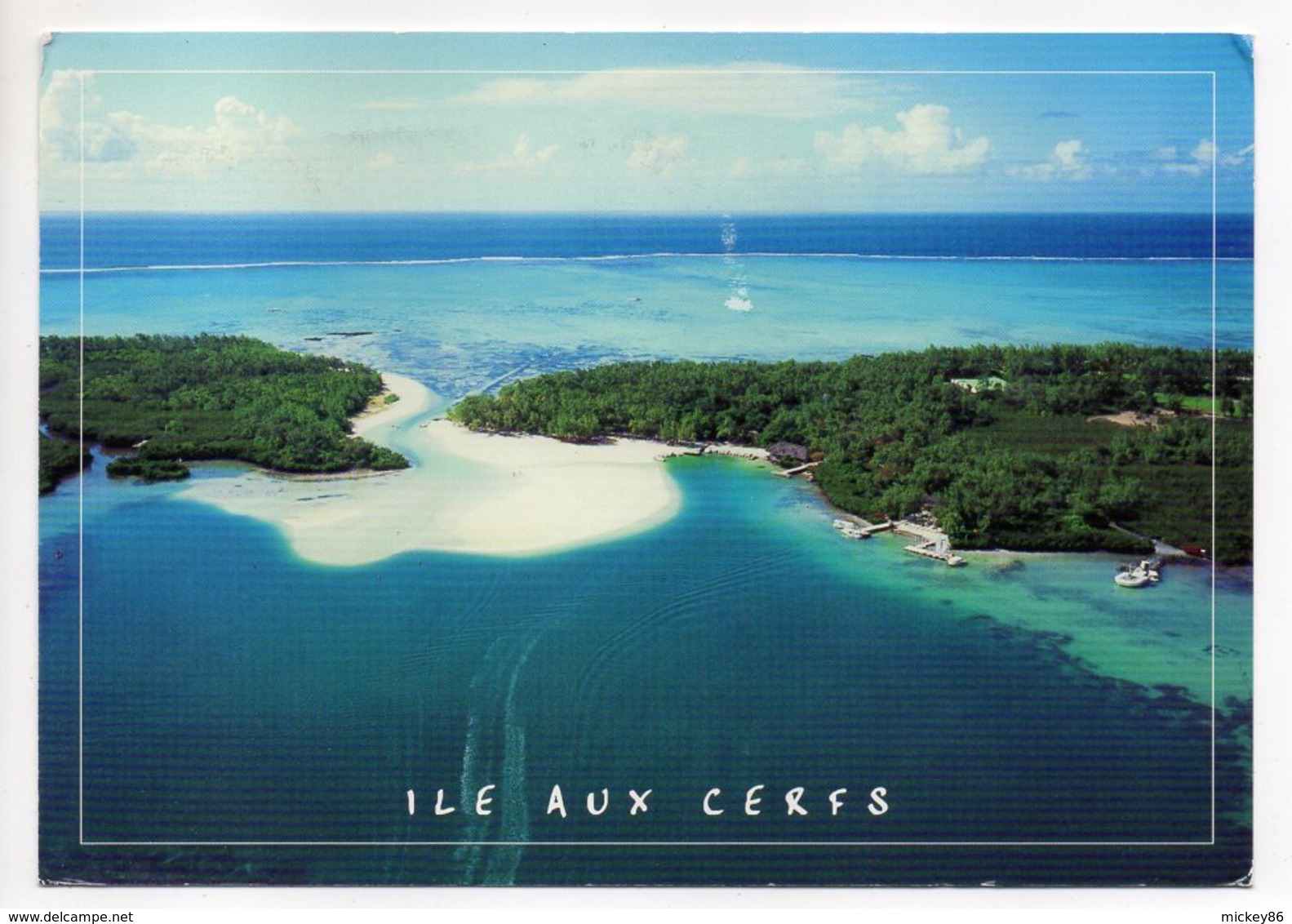 Ile Maurice --Vue Aérienne --Ile Aux Cerfs   --- Beau  Timbre  -- Cachet - Mauricio