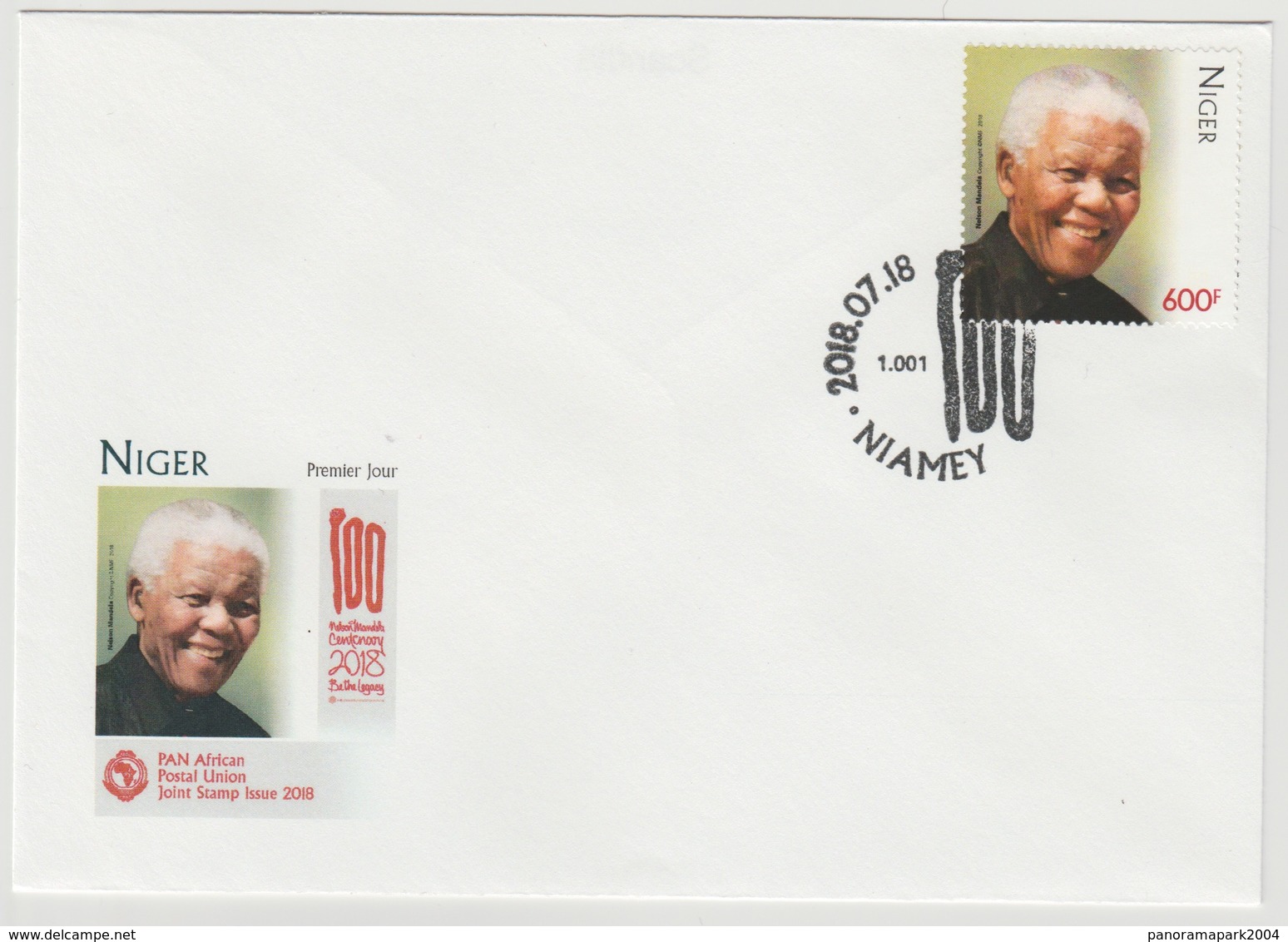 Niger 2018 Mi. ? Stamp FDC First Day Cover 1er Jour Joint Issue PAN African Postal Union Nelson Mandela Madiba 100 Years - Niger (1960-...)