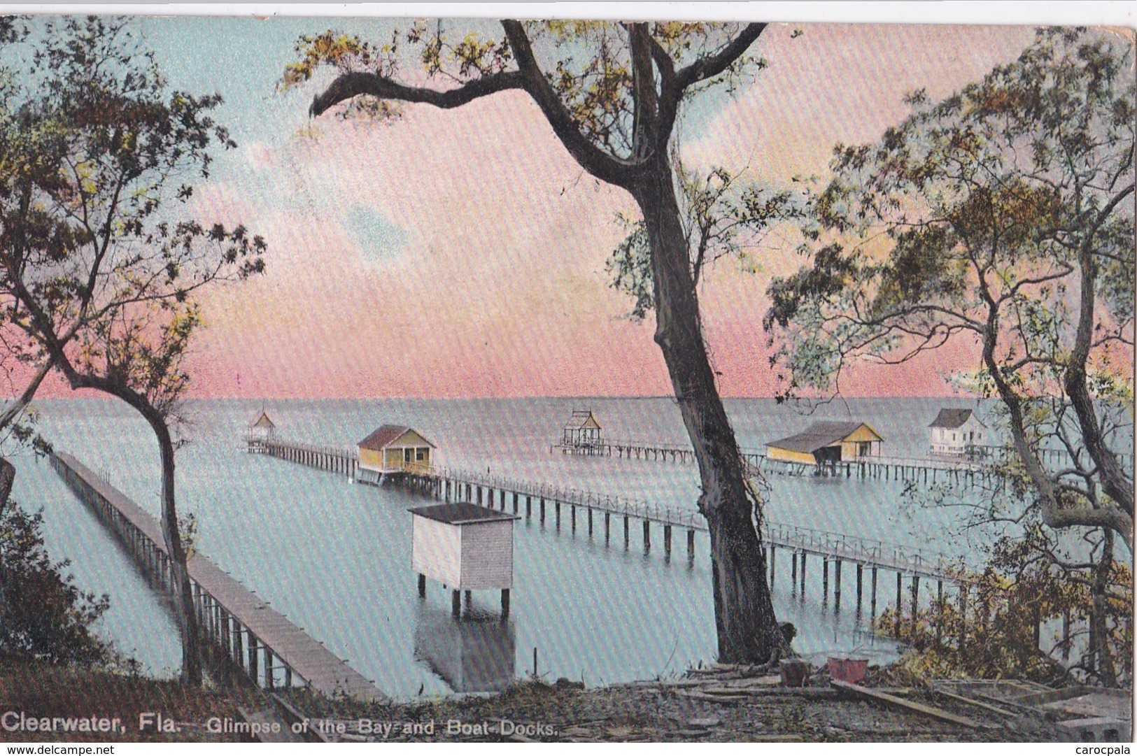 Carte 1910 CLEARWATER / FLA ./ GLIMPSE OF THE BAY AND BOAT DOCKS - Clearwater