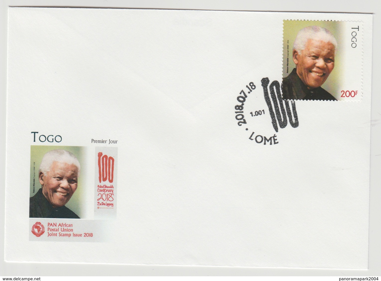 Togo 2018 Mi. ? Stamp FDC First Day Cover 1er Jour Joint Issue PAN African Postal Union Nelson Mandela Madiba 100 Years - Togo (1960-...)