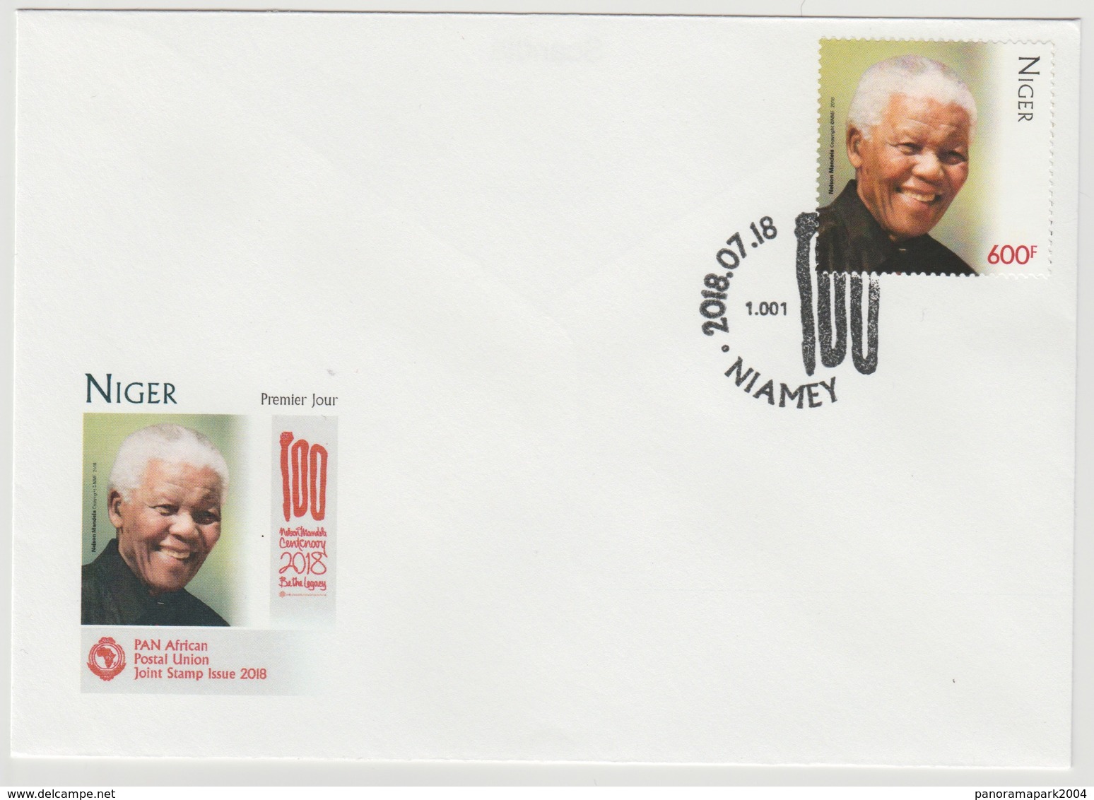 Niger 2018 Mi. ? Stamp FDC First Day Cover 1er Jour Joint Issue PAN African Postal Union Nelson Mandela Madiba 100 Years - Gezamelijke Uitgaven