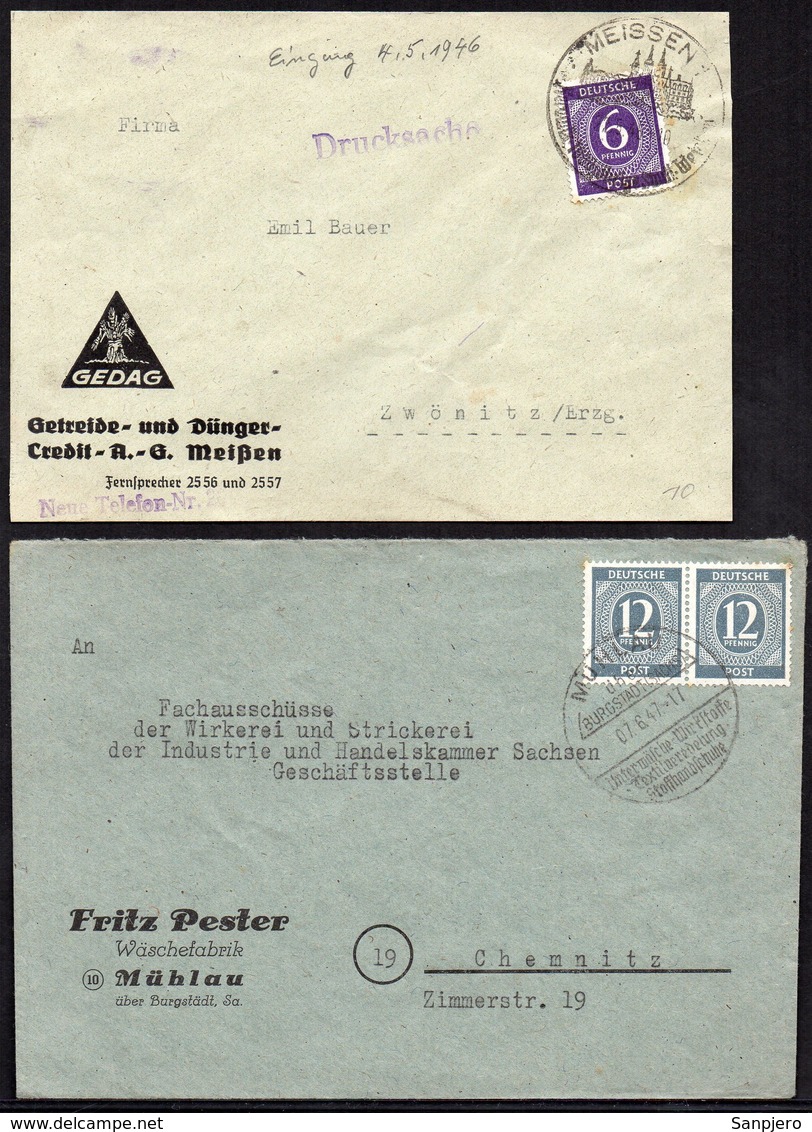 GERMANY 1946/7. 2 X NICE COVERS, MEISSEN MÜHLAU - Altri & Non Classificati