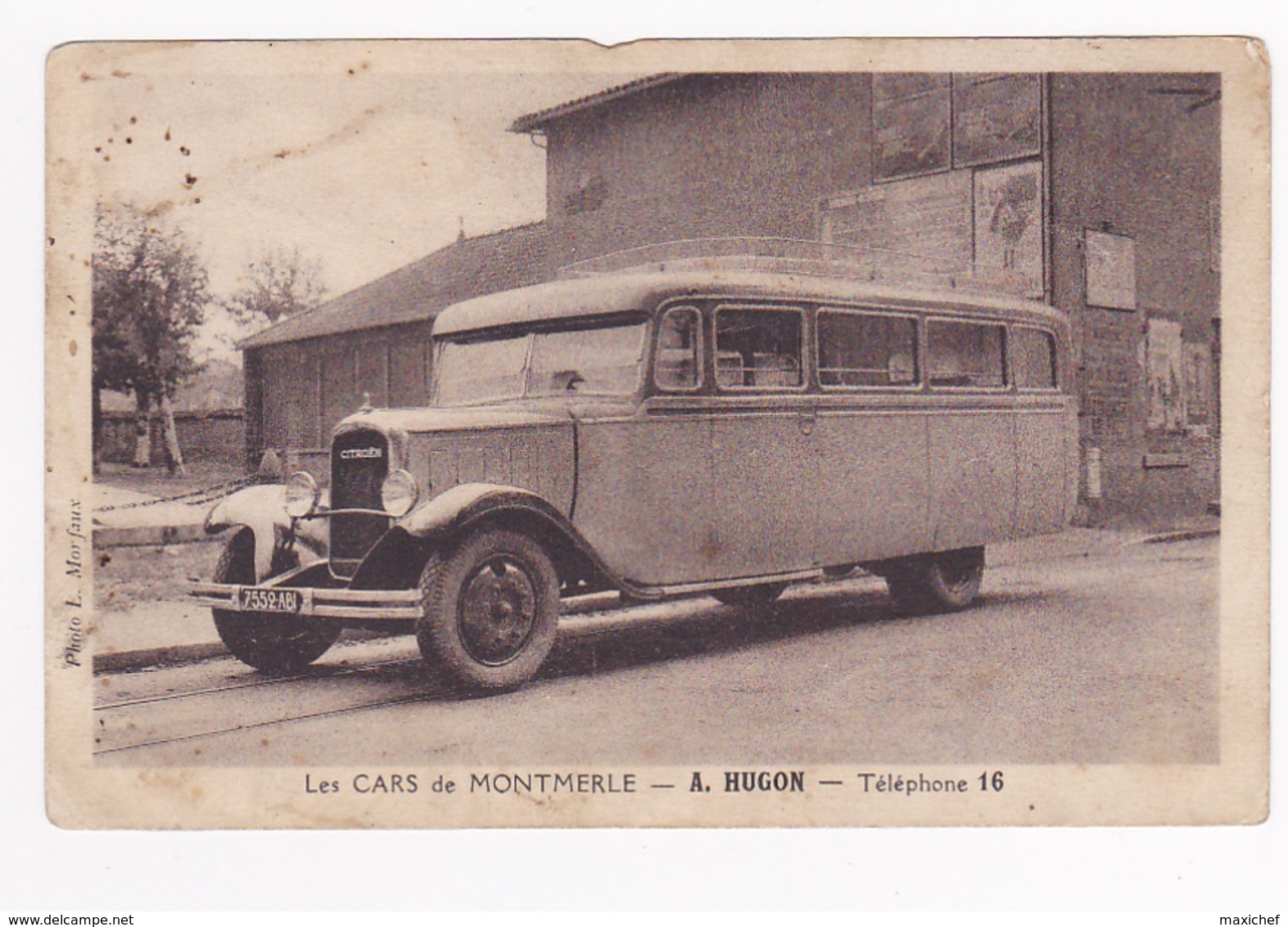 Les Cars De Montmerle 01 ( Autobus Citroën, C6G1, 2ième Génération) - A Hugon - Téléphone 16 - Pas Circulé - Bus & Autocars