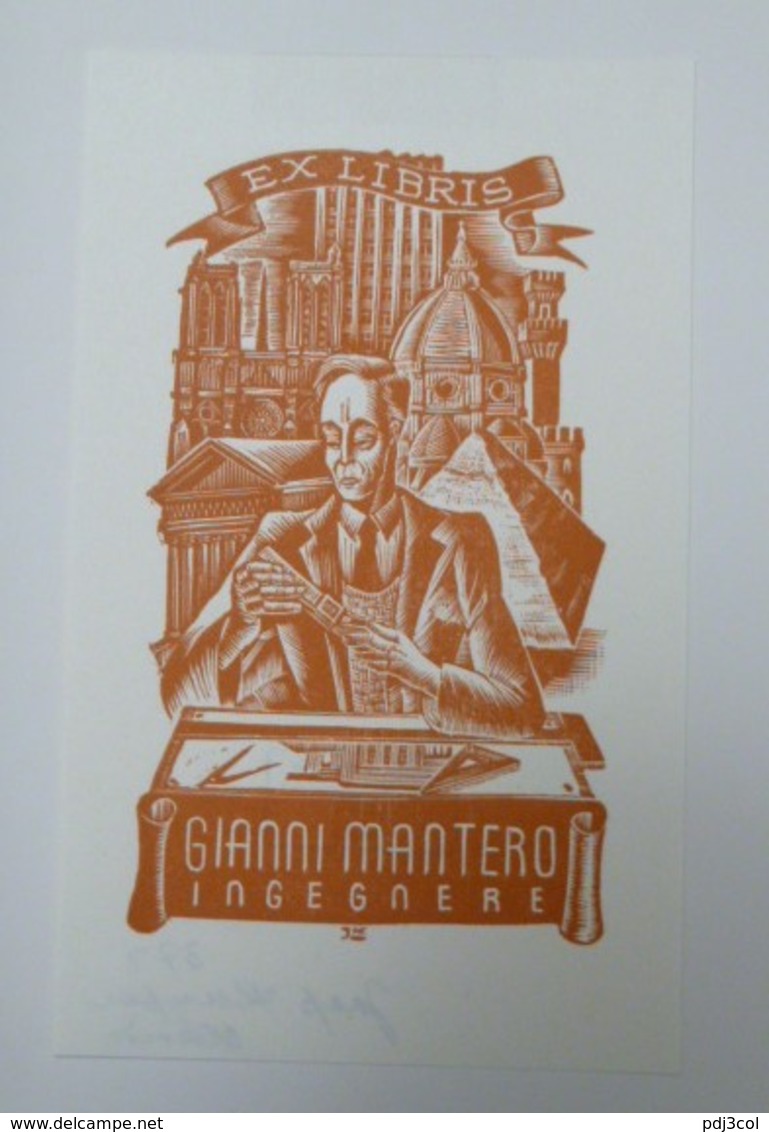 Ex-libris Illustré XXème - Italie - GIANNI MANTERO INGEGNERE - Ex-libris