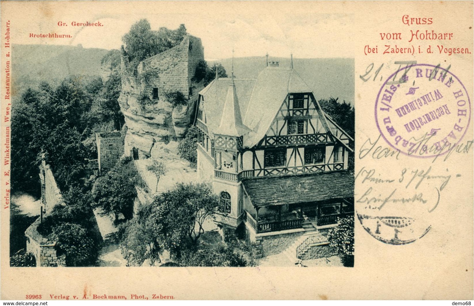 Barr HOHBARR CPA 67 Bas Rhin  Alsace Près De Saverne Ruine Maison Alsacienne Superbe Carte De 1901 - Barr