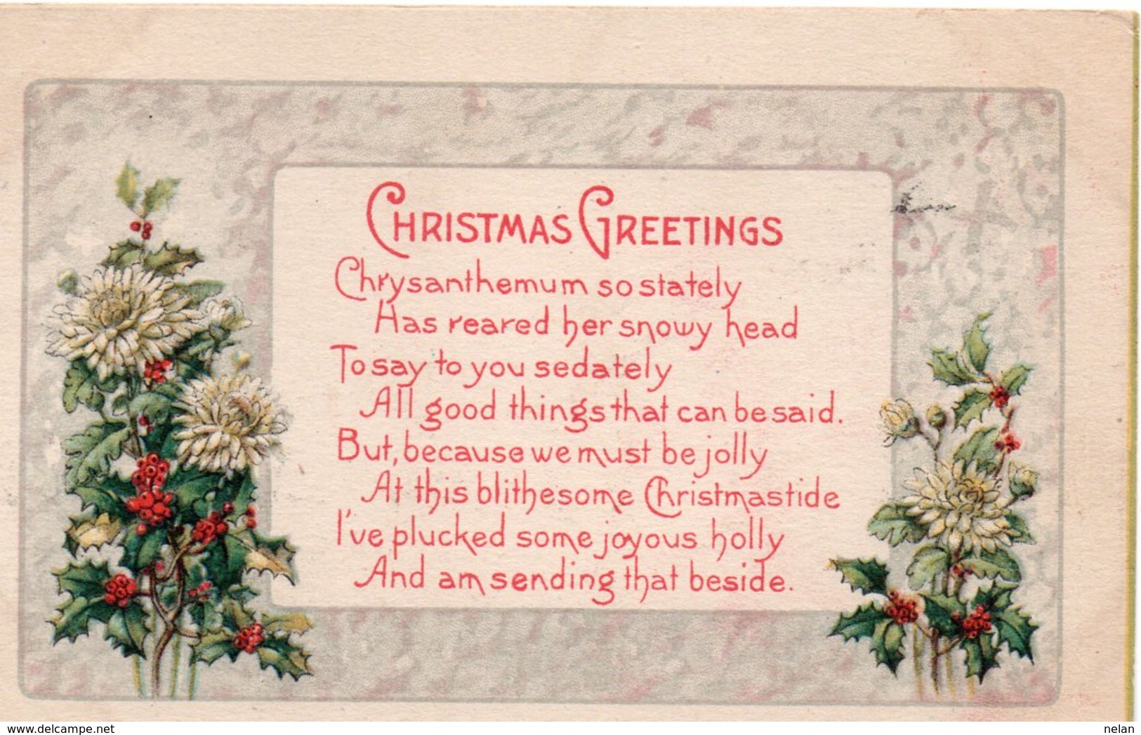 CHRISTMAS GREETINGS-VIAGGIATA 1919 - Altri & Non Classificati