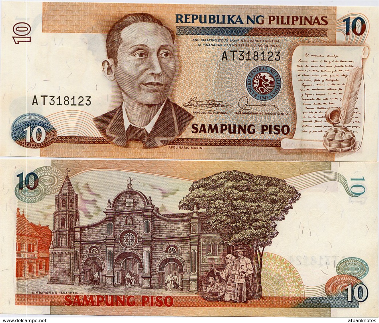 PHILIPPINES       10 Piso       P-169a       ND (1985)       UNC - Filippine