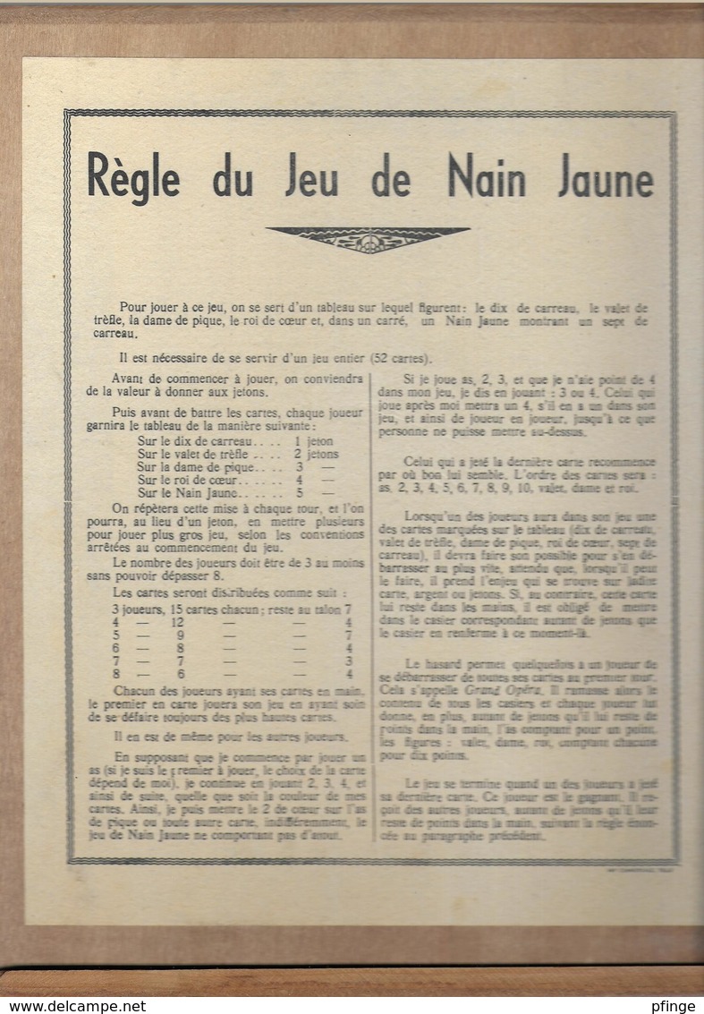 Coffret En Bois - Plateau Nain Jaune (années 1950) - Autres & Non Classés