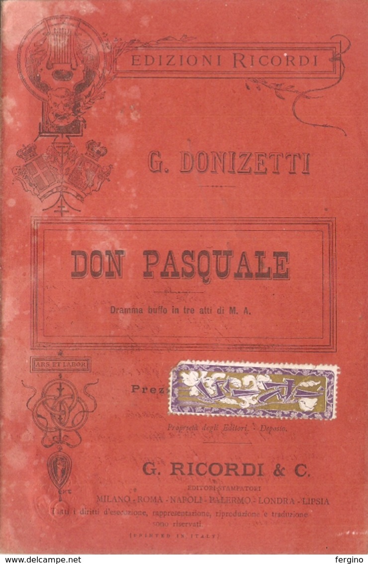 SPARTITO - G. DONIZETTI - DON PASQUALE - Spartiti