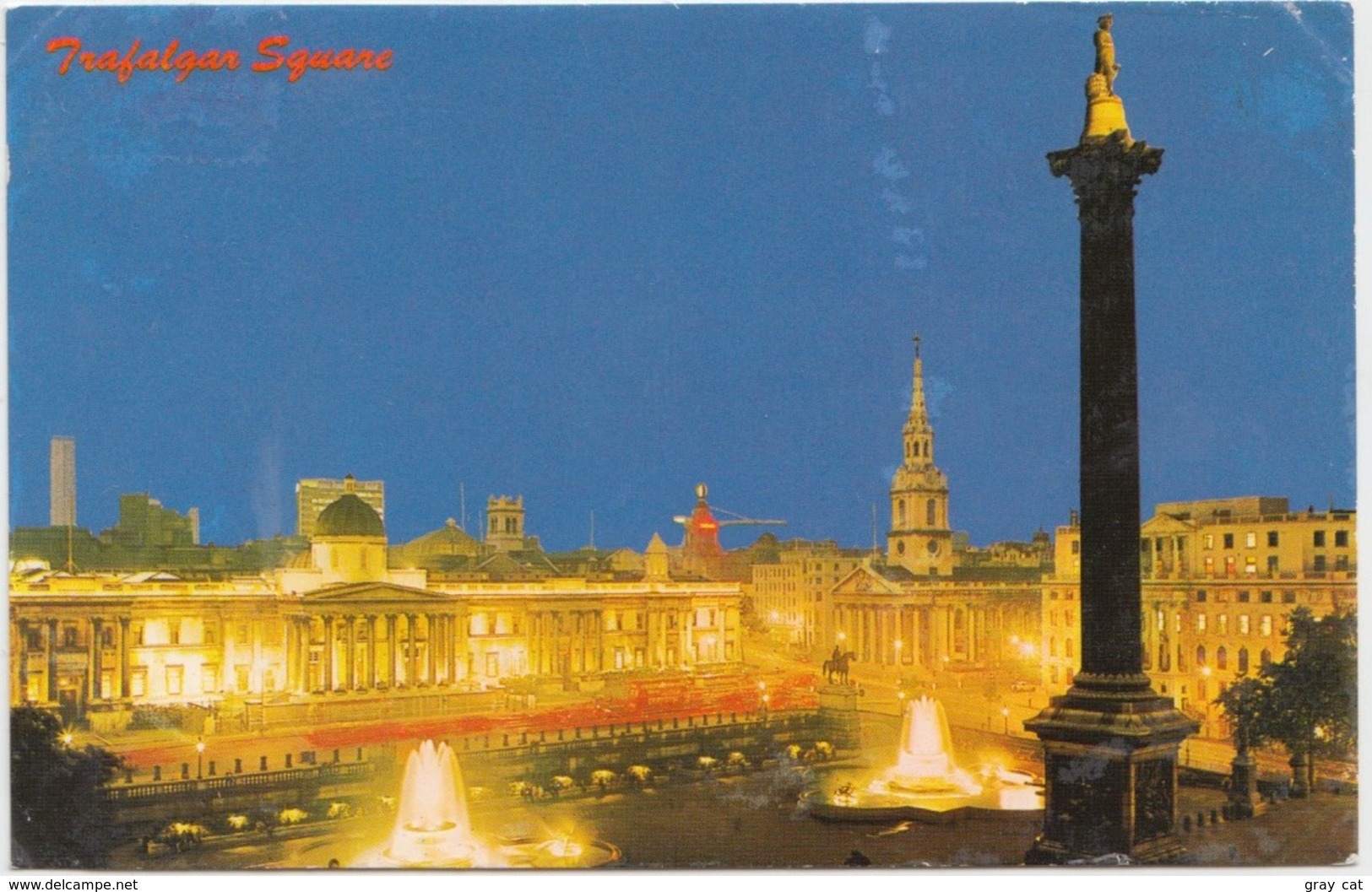 Trafalgar Square, London, United Kingdom, By Night, 1972 Used Postcard [21946] - Trafalgar Square