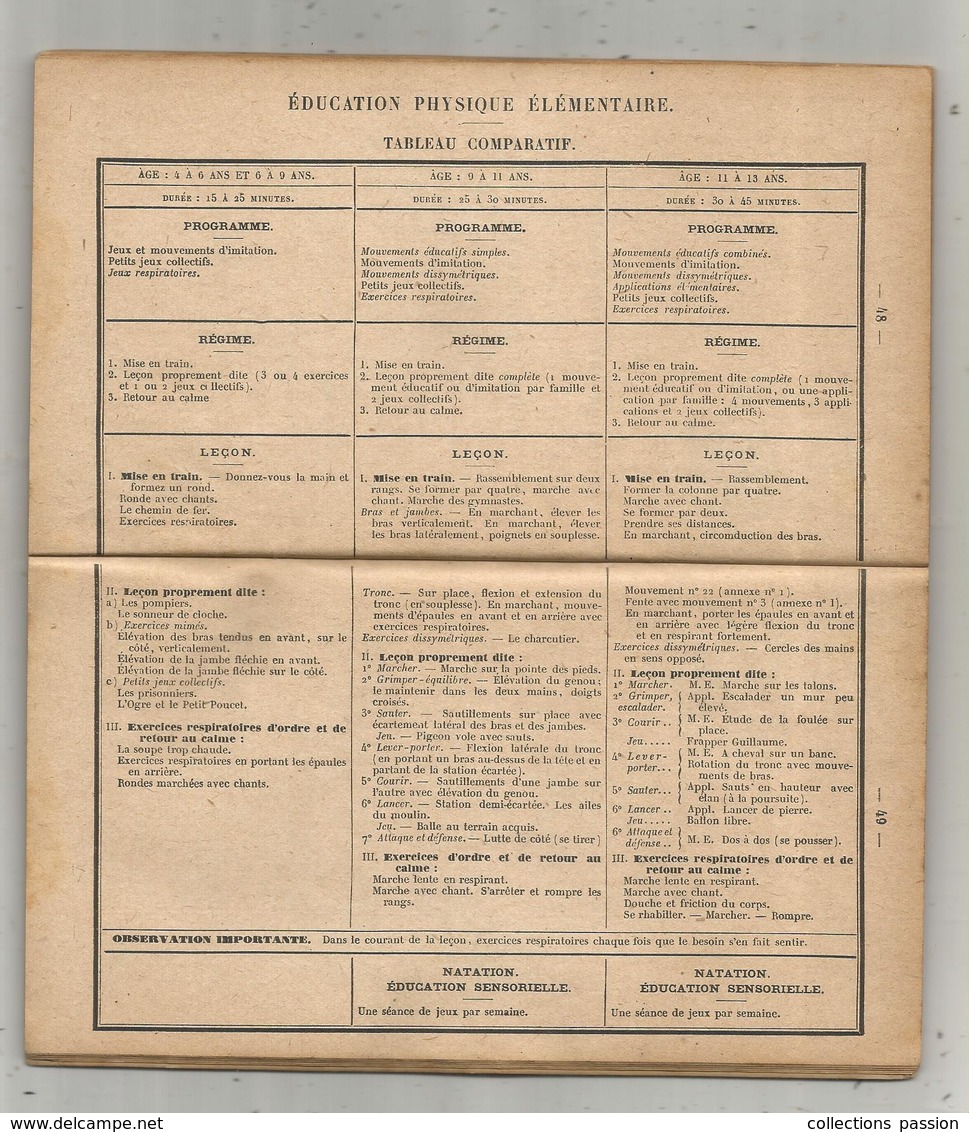 Militaria , Ministère De La Guerre , Projet De Réglement Général D'éducation Physique,1919 , 63 Pages ,  Frais Fr 2.75 E - French