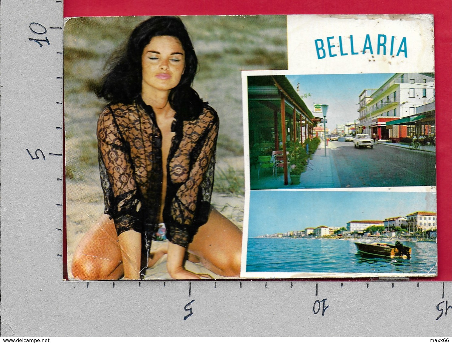 CARTOLINA VG ITALIA - BELLARIA - Panorama Vedutine Multivue - Pin Up - Ragazza Sexy - 10 X 15 - ANN. 1972 - Rimini