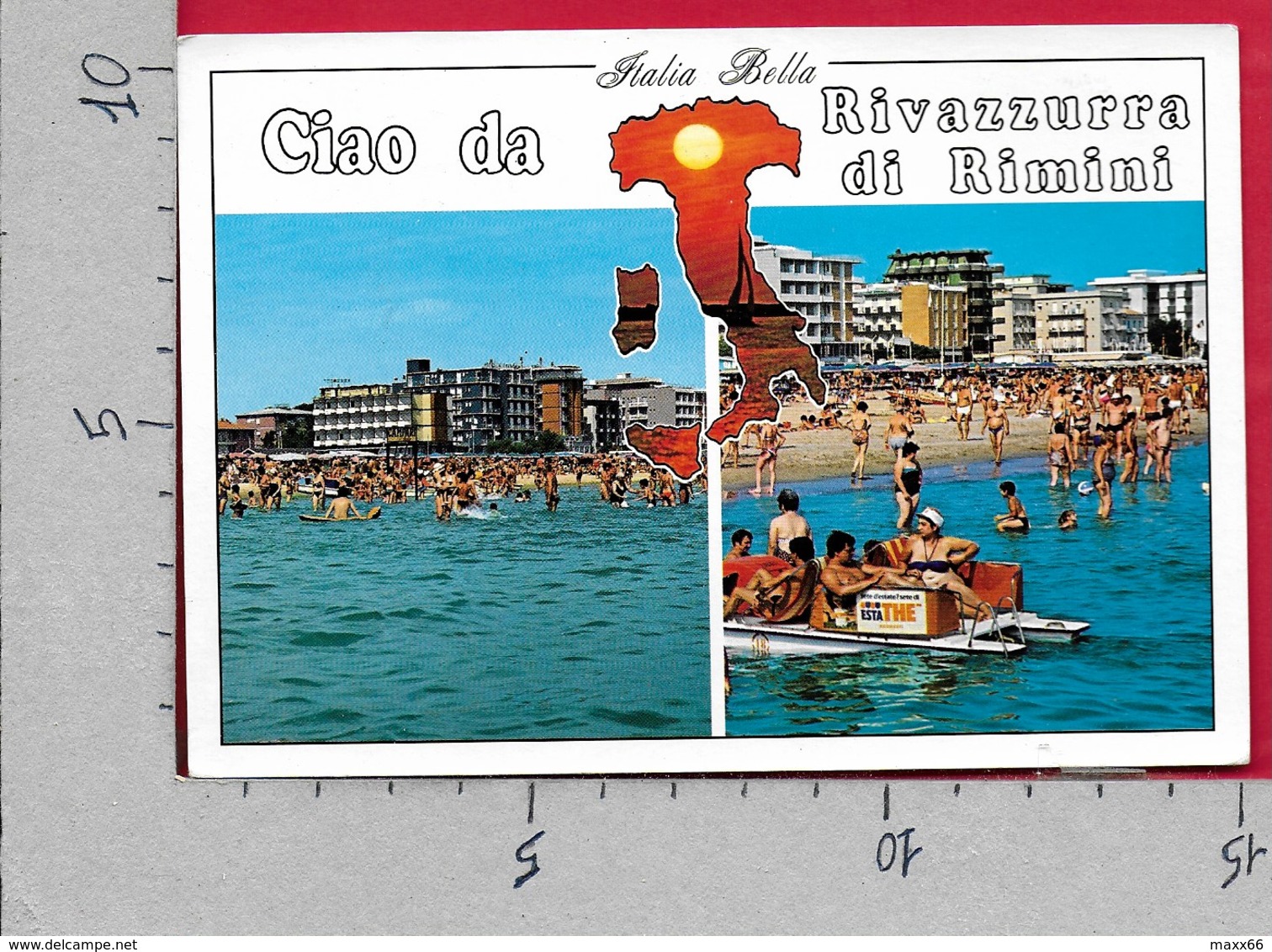 CARTOLINA VG ITALIA - CIAO DA RIVAZZURRA DI RIMINI - Spiaggia Vista Dal Mare - 10 X 15 - ANN. 1992 DIRITTI DELL'INFANZIA - Rimini