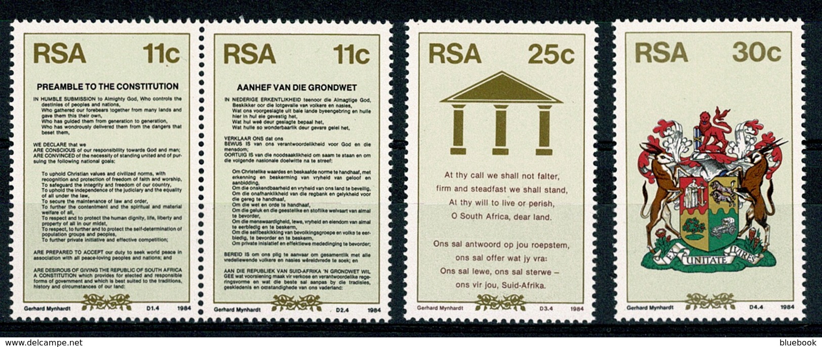 Ref 1234 - 1984 South Africa Constitution Stamps & Special Courier Mail Label - Neufs