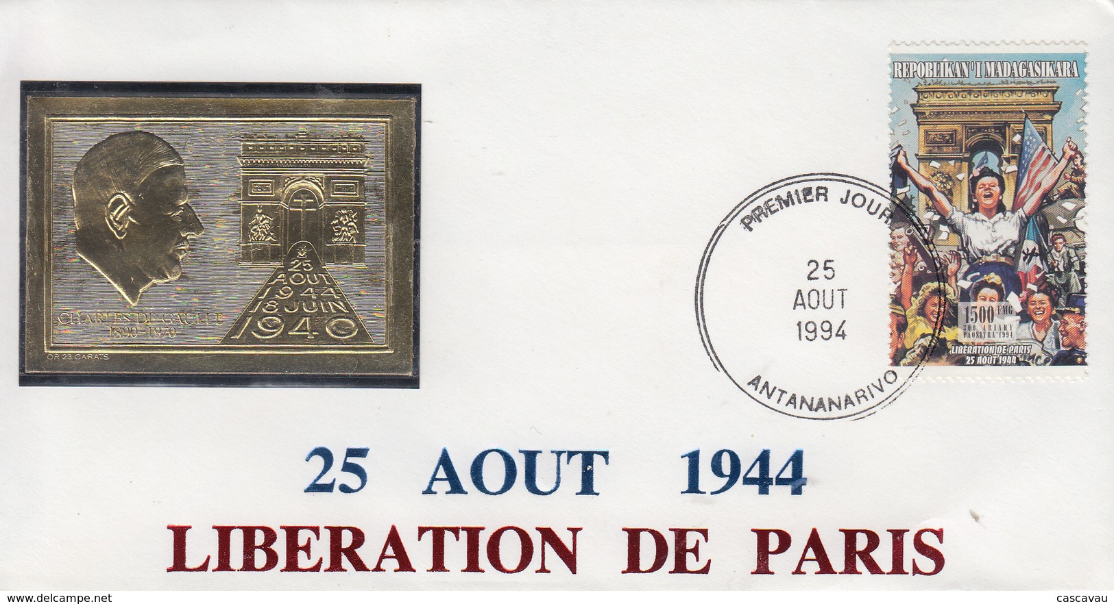 Enveloppe  FDC  1er  Jour  MADAGASCAR   Anniversaire    Libération   De   PARIS   1994 - Madagascar (1960-...)