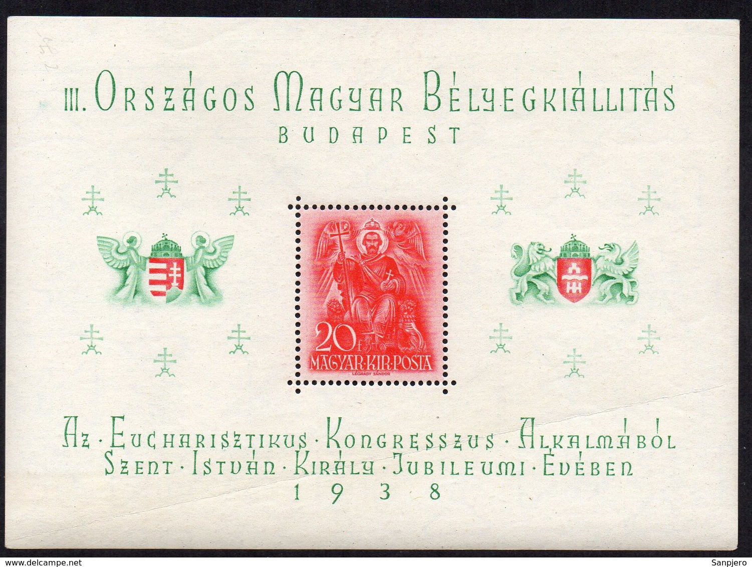 HUNGARY BLOCK 1938. **MNH MiNr. 568 BUDAPEST, (LIGHTLY FOLDED SEE PHOTO SCAN), CatValue 40€ - Unused Stamps