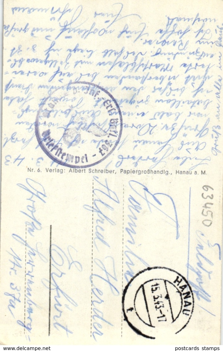 Hanau, Frankfurter Tor, Künstlerkarte, Feldpost 1943 - Hanau