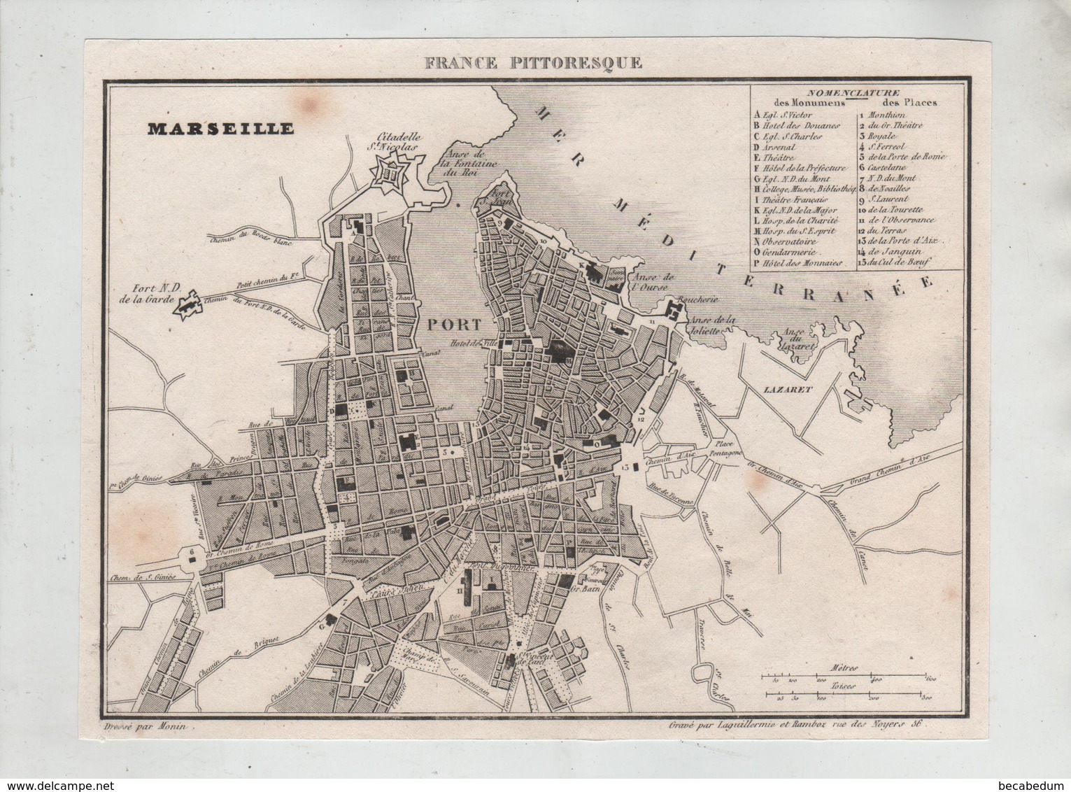 France Pittoresque 1835 Marseille Plan - Unclassified