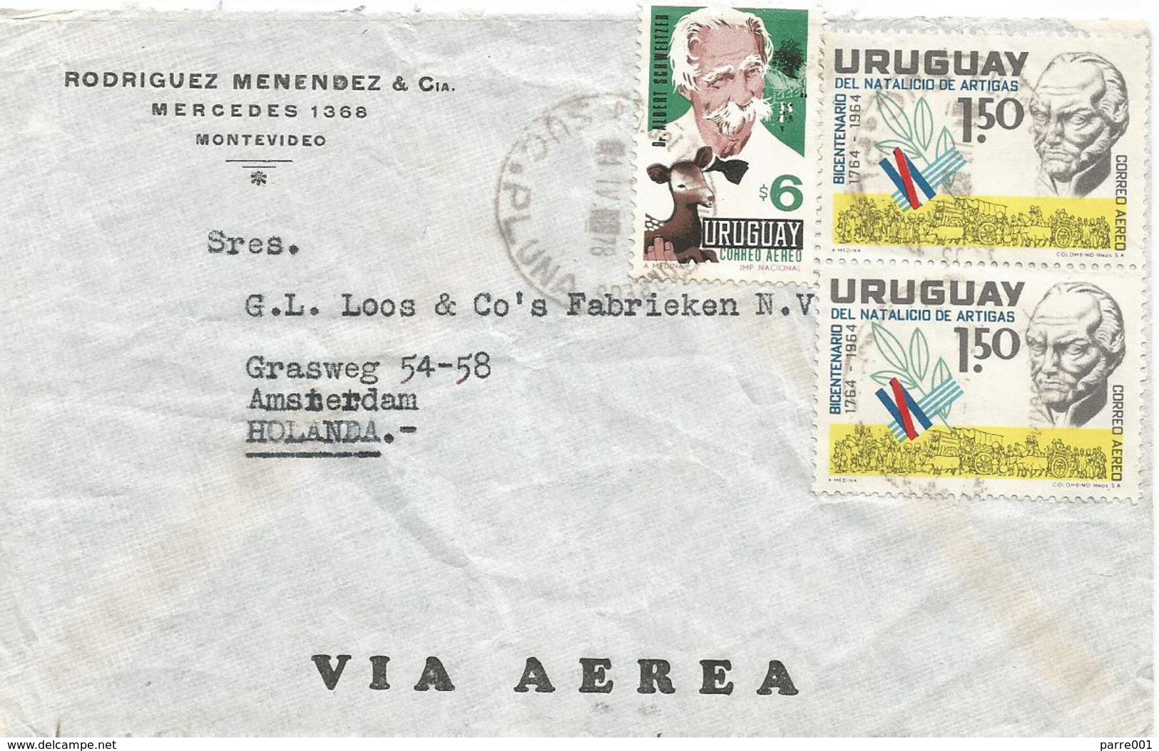 Uruguay 1968 Montevideo Albert Schweitzer Agriculture Cover - Uruguay
