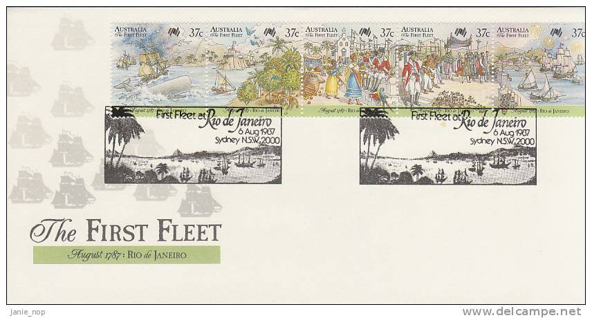 Australia 1987 The First Fleet At Rio De Janeiro Fdc - Sobre Primer Día (FDC)