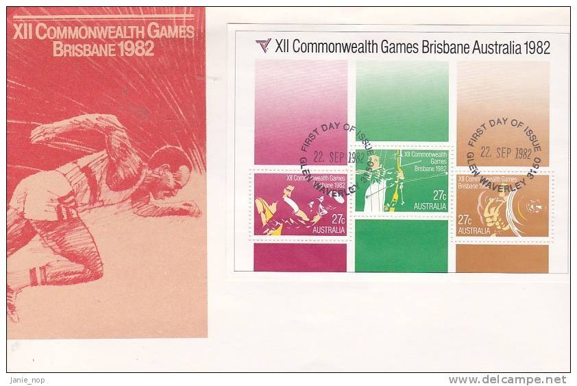 Australia 1982 Commonwealth Games Mini Sheet FDC - Premiers Jours (FDC)