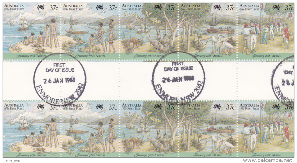 Australia-1988 First  Fleet  Arrival Gutter Strip Used - Used Stamps