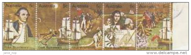 Australia-1970 Capt Cook Bicentenary Used Strip - Used Stamps