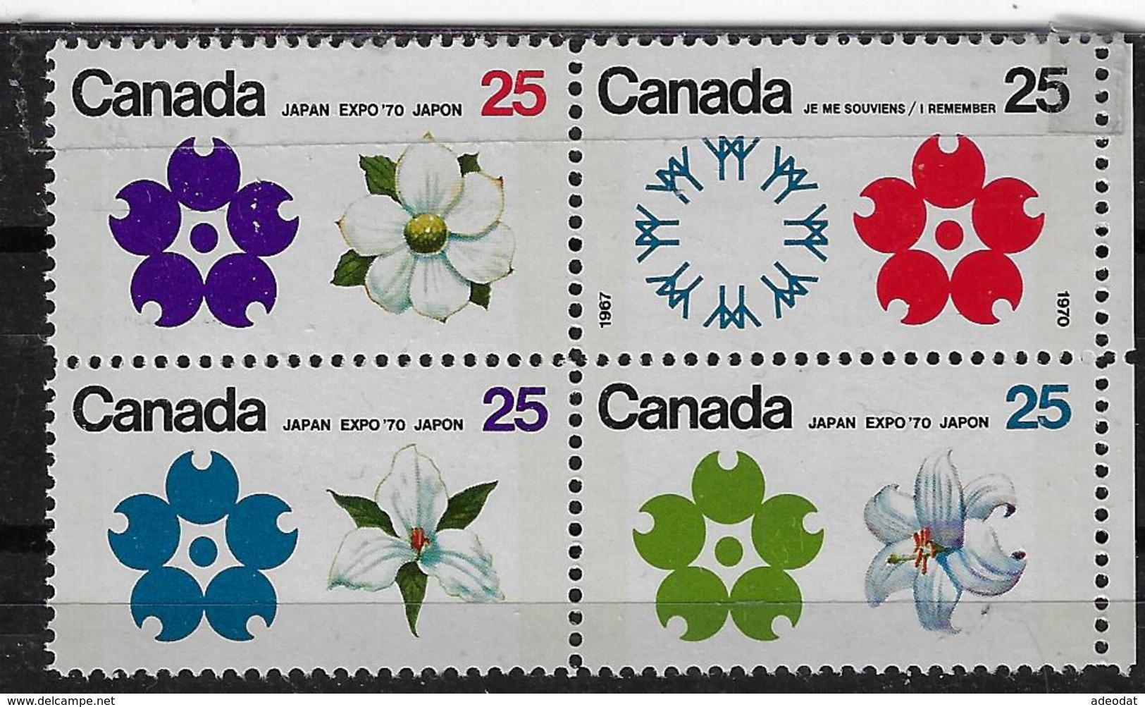 CANADA 1970 SCOTT/UNITRADE 511b (508-511)  SE-TENANT CB TAGGED W2B CAT VALUE US 13.25 - Unused Stamps