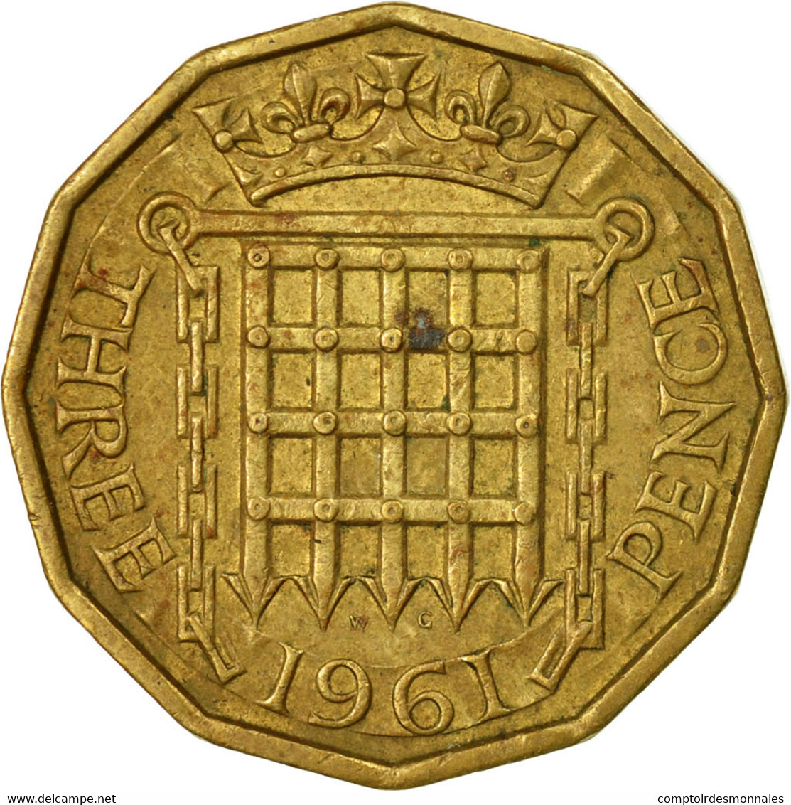 Monnaie, Grande-Bretagne, Elizabeth II, 3 Pence, 1961, TB+, Nickel-brass, KM:900 - F. 3 Pence