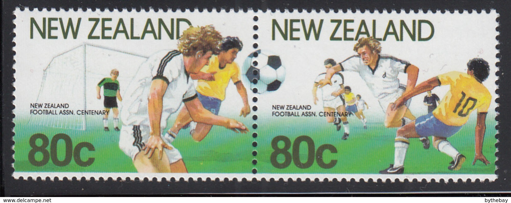 New Zealand 1991 MNH Scott #1022 Pair NZ Football Assn Centenary Soccer Players - Neufs