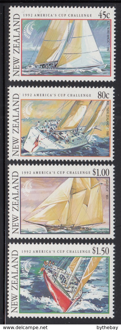 New Zealand 1992 MNH Scott #1085-#1088 America's Cup Sailing Race Sailboats - Neufs