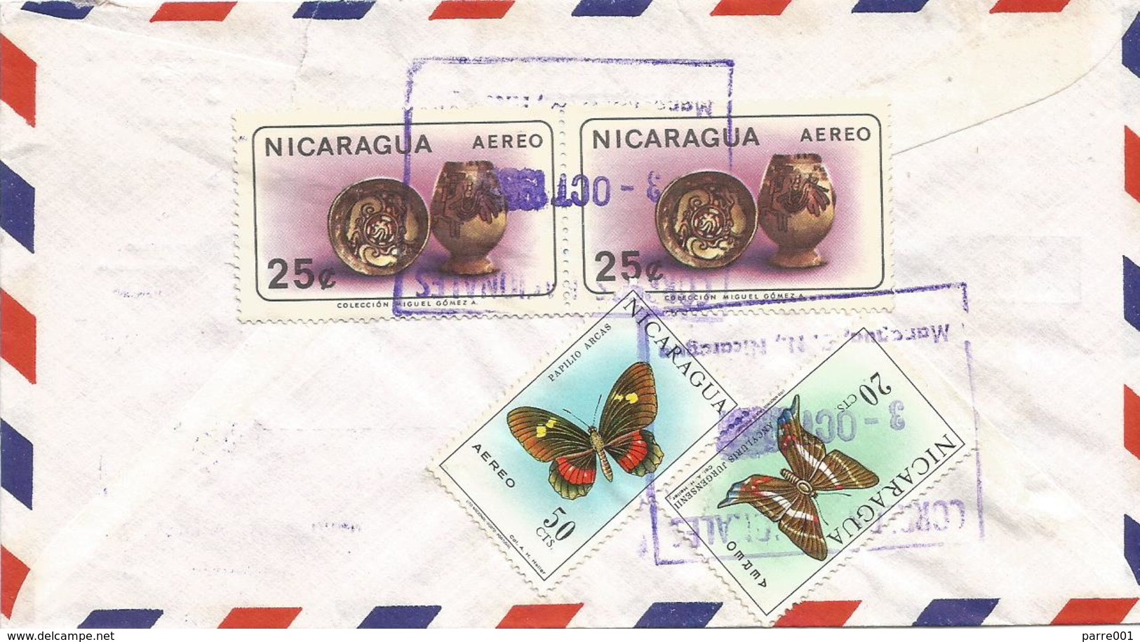 Nicaragua 1966 Managua Maya Artifacts Pottery Vase Butterfly Papilio Arcas Cover - Nicaragua