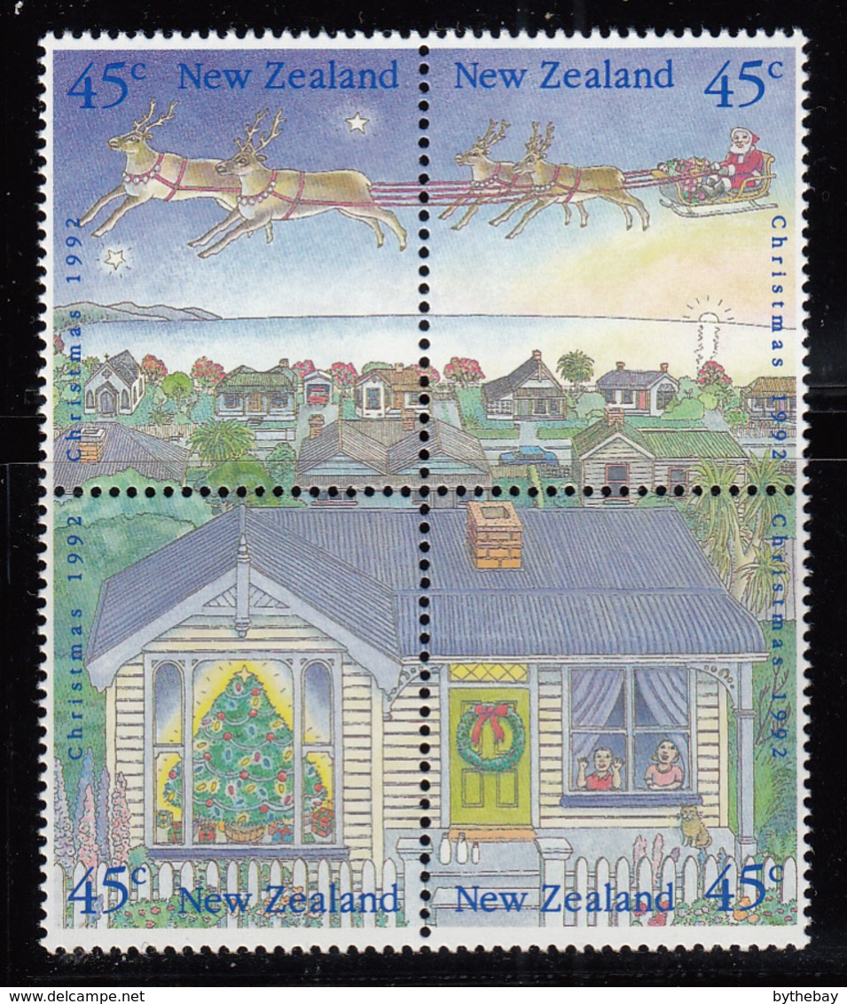 New Zealand 1992 MNH Scott #1126-#1132 Christmas Block Of 4, 3 Singles - Ongebruikt