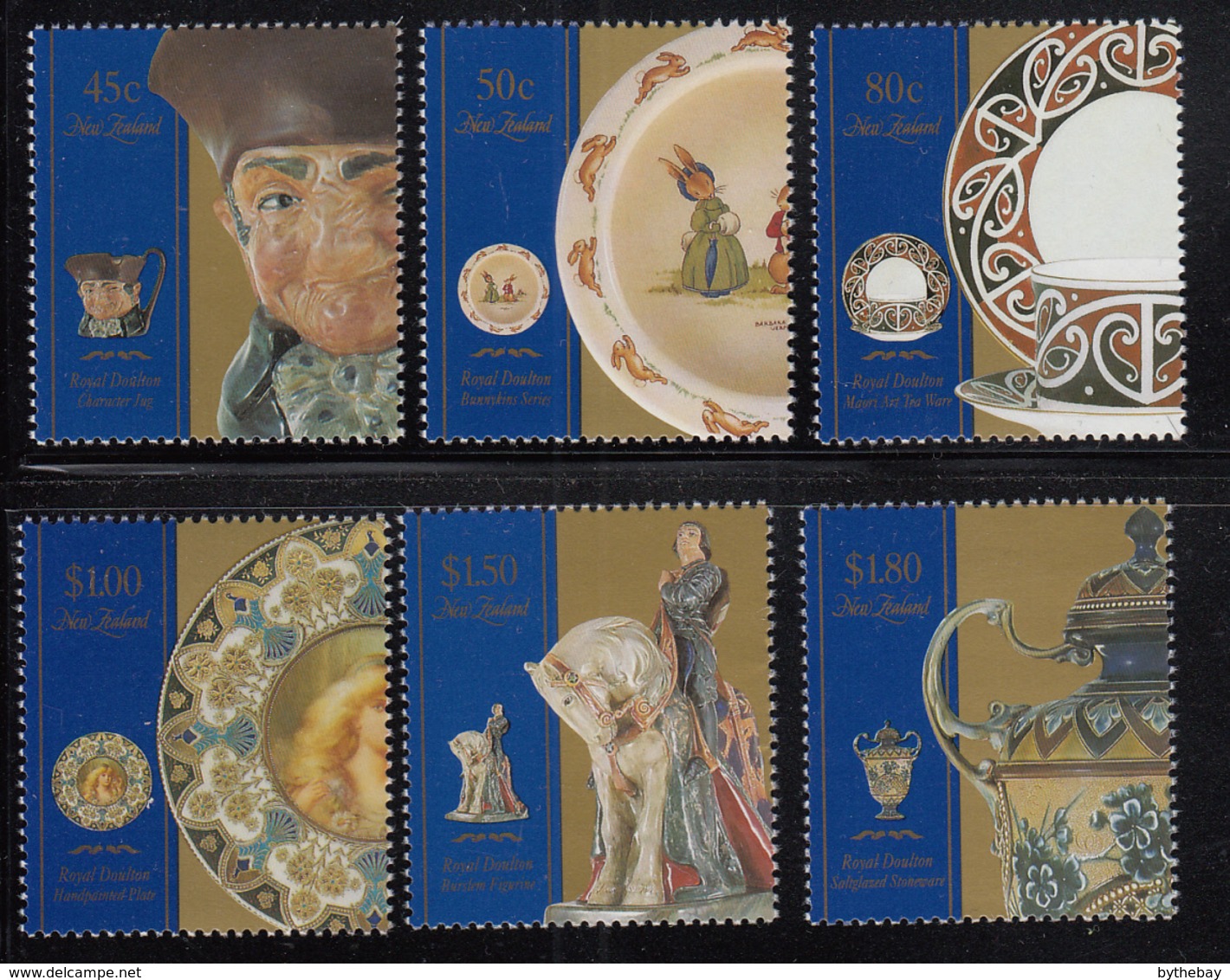 New Zealand 1993 MNH Scott #1139-#1144 Royal Doulton Ceramics - Unused Stamps