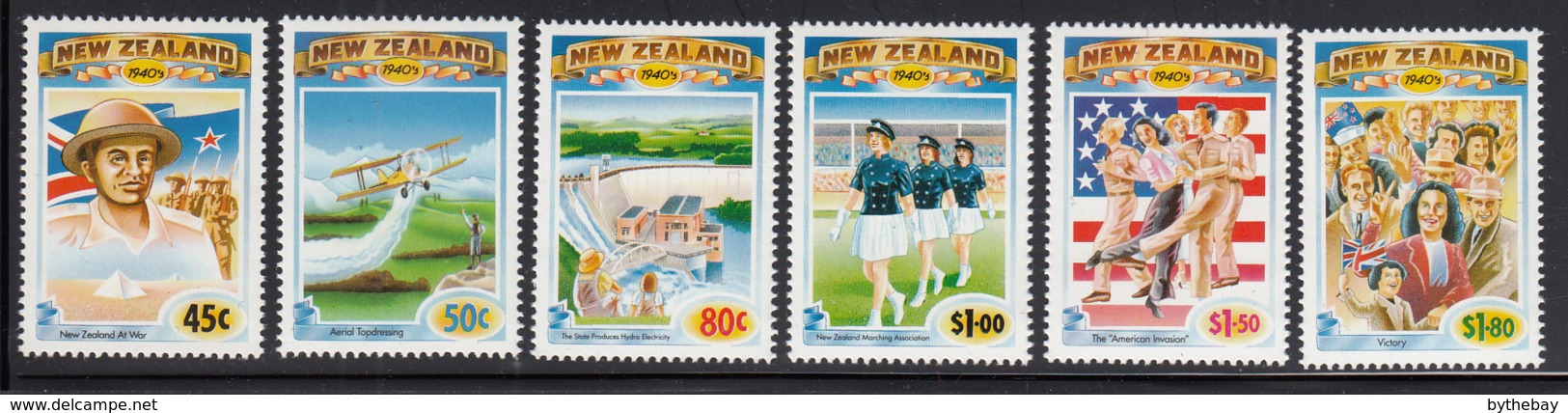 New Zealand 1993 MNH #1186-#1191 The 1940s WWII Poster, Crop-dusting, Victory Parade - Neufs