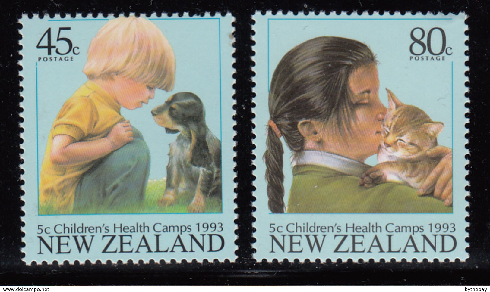 New Zealand 1993 MNH #B143-#B144 Boy And Puppy, Girl And Kitten - Neufs