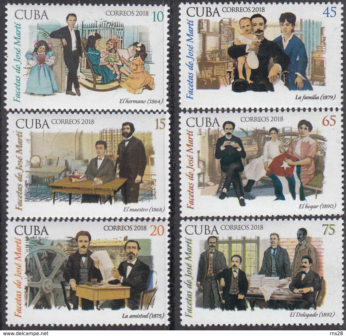 CUBA Sc 6018-23  Jose Marti - Unused Stamps