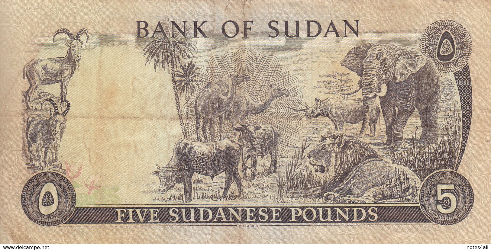 SUDAN 5 POUNDS 1980 P-14c VF USED PREFIX 63/222482 */* - Soudan