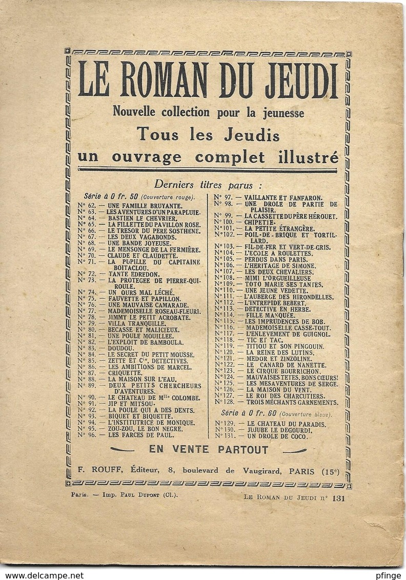 Un Drôle De Coco Par Camille Mautan - Le Roman Du Jeudi N°131 - 1901-1940