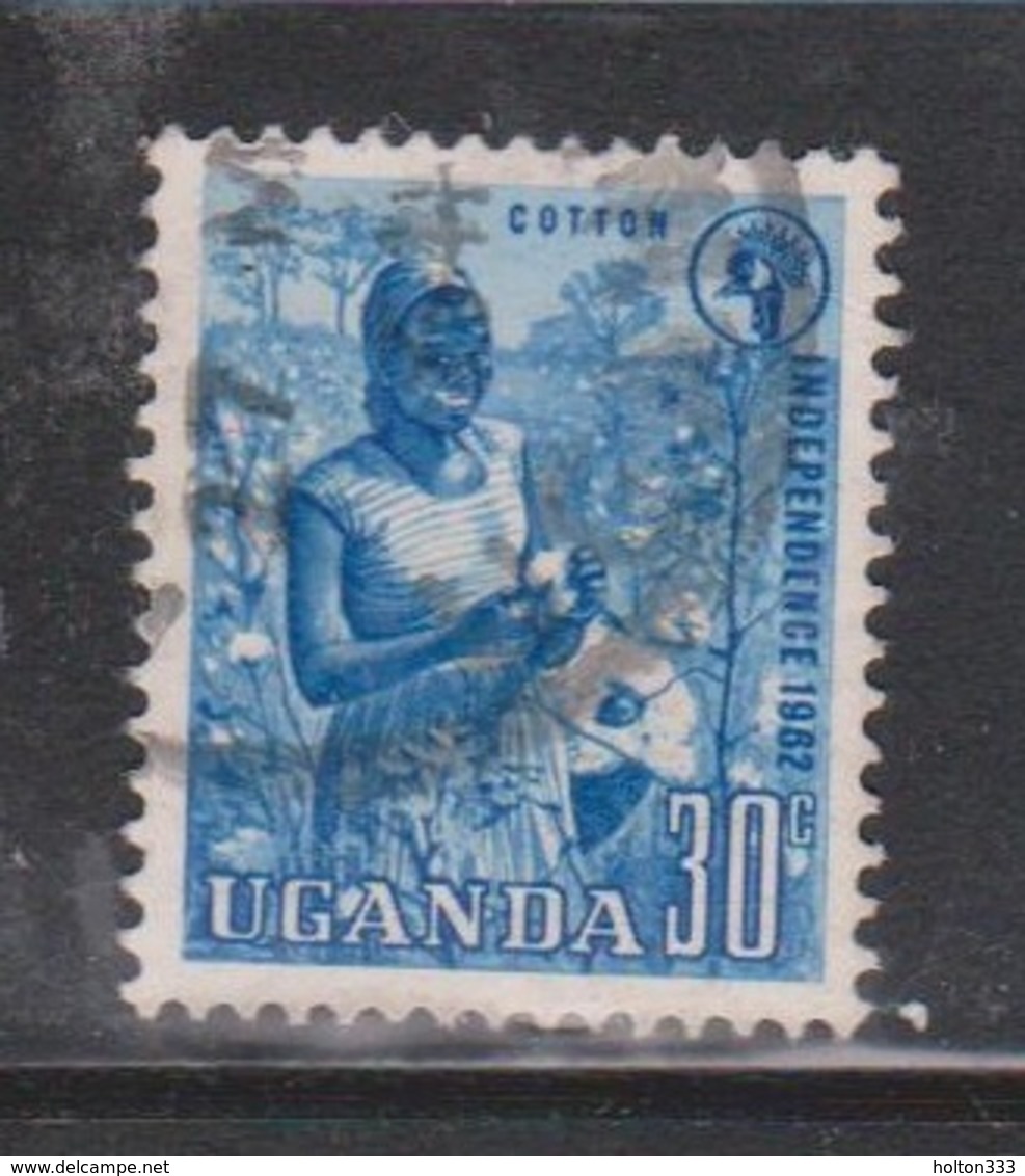 UGANDA Scott # 87 Used - Harvesting Cotton - Uganda (1962-...)