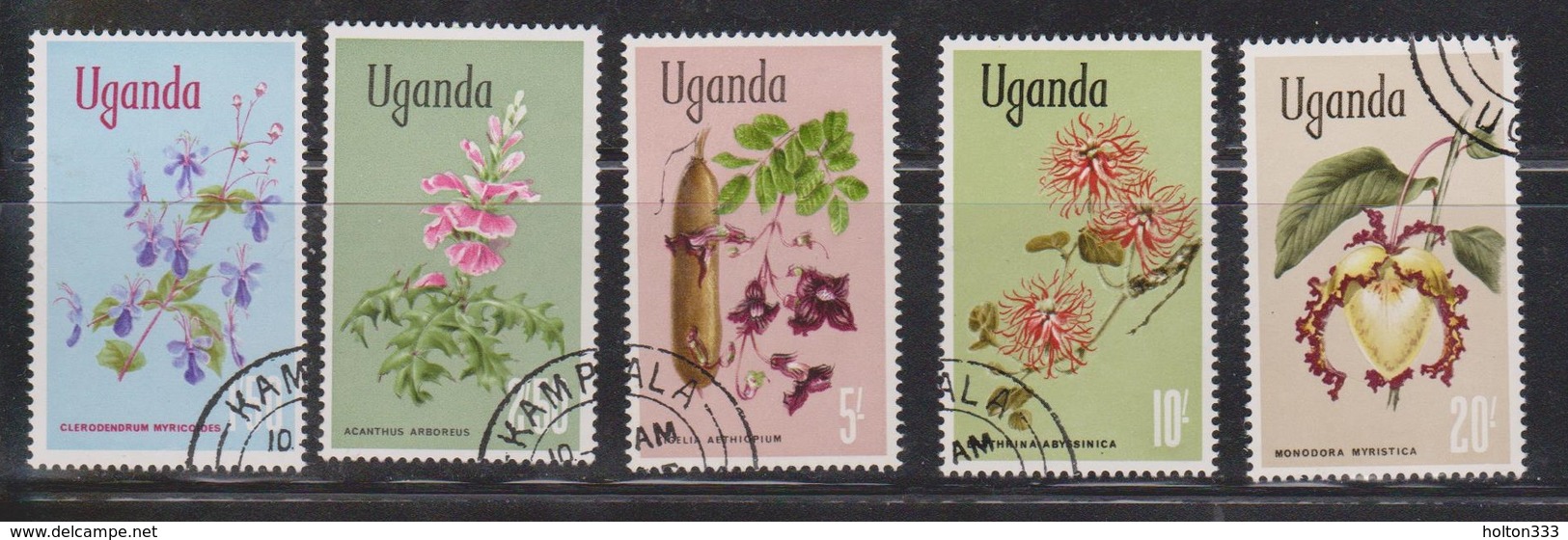 UGANDA Scott # 125-9 Used - Flowers - Oeganda (1962-...)