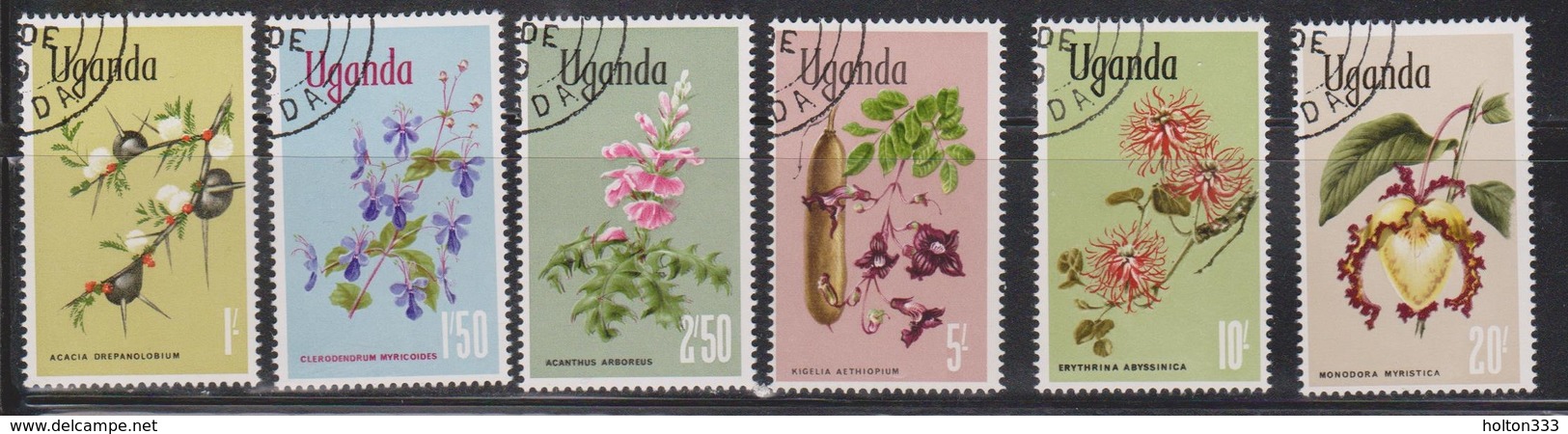 UGANDA Scott # 124-9 Used - Flowers - Oeganda (1962-...)