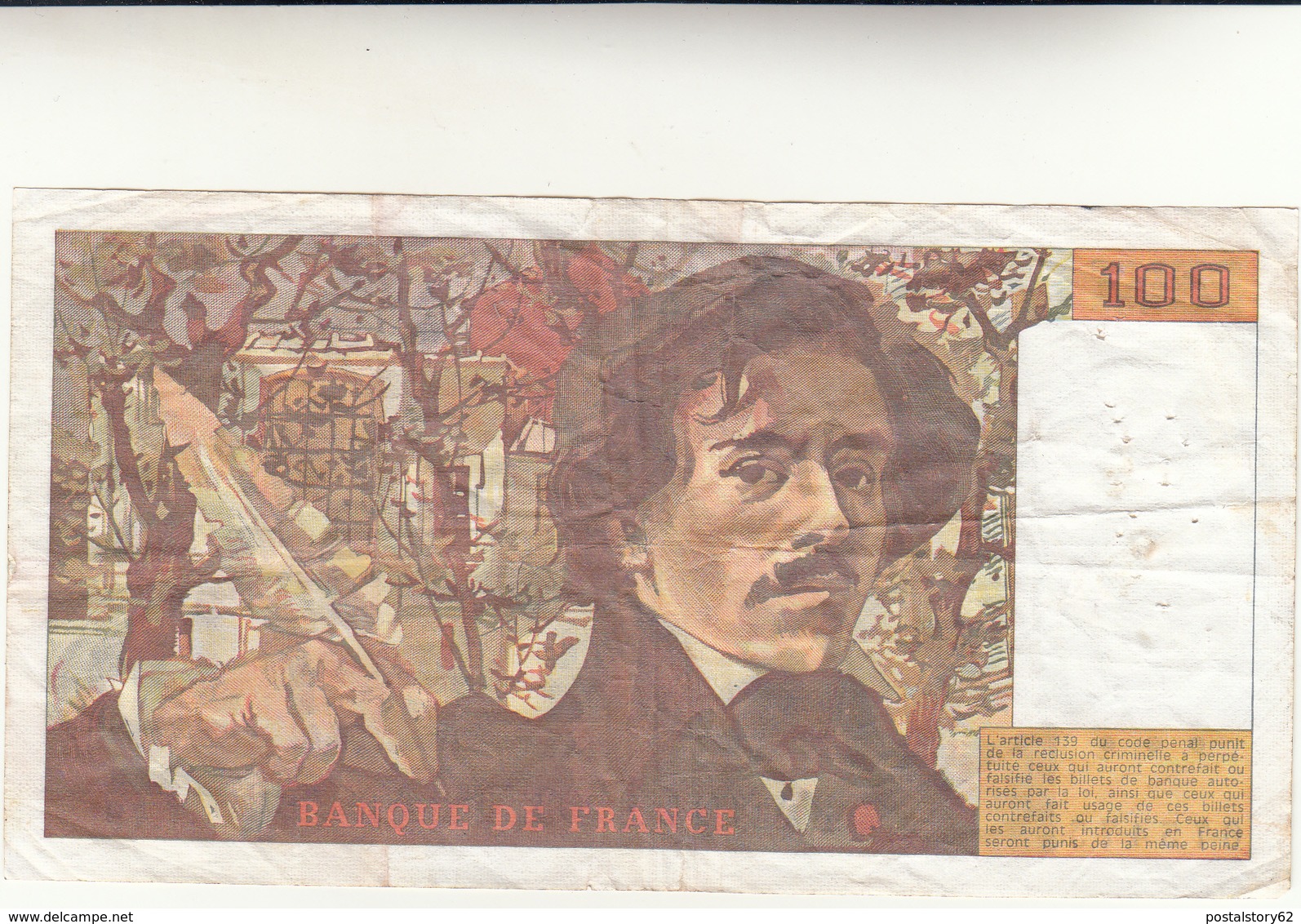 Cent Francs, Banque De France Banconota 1984 Pieghe Ma Integra - 100 F 1978-1995 ''Delacroix''