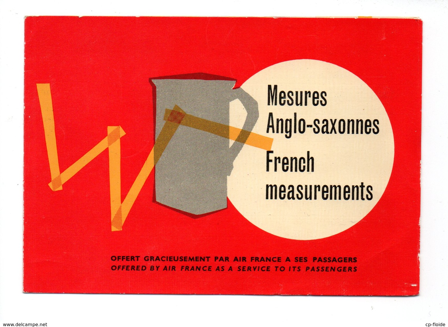 AIR FRANCE . PUBLICITÉ . MESURES ANGLO-SAXONNES . FRENCH MESUREMENTS - Réf. N°18923 - - Altri & Non Classificati