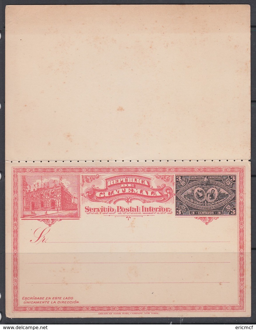 Guatemala 1897 Reply Paid Stationery Card Expo Unused - Guatemala