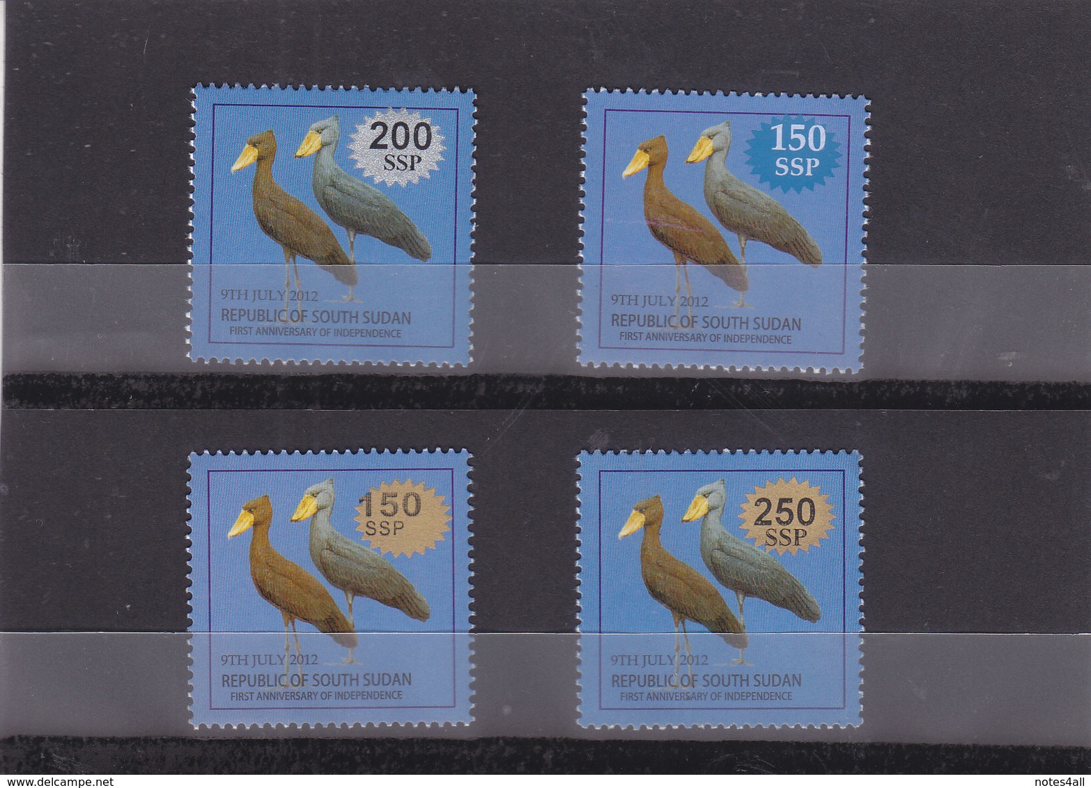 Stamps SOUTH SUDAN 2017 BIRDS OVERPRINT SURCHARGE SET OF 4 MNH */* - South Sudan