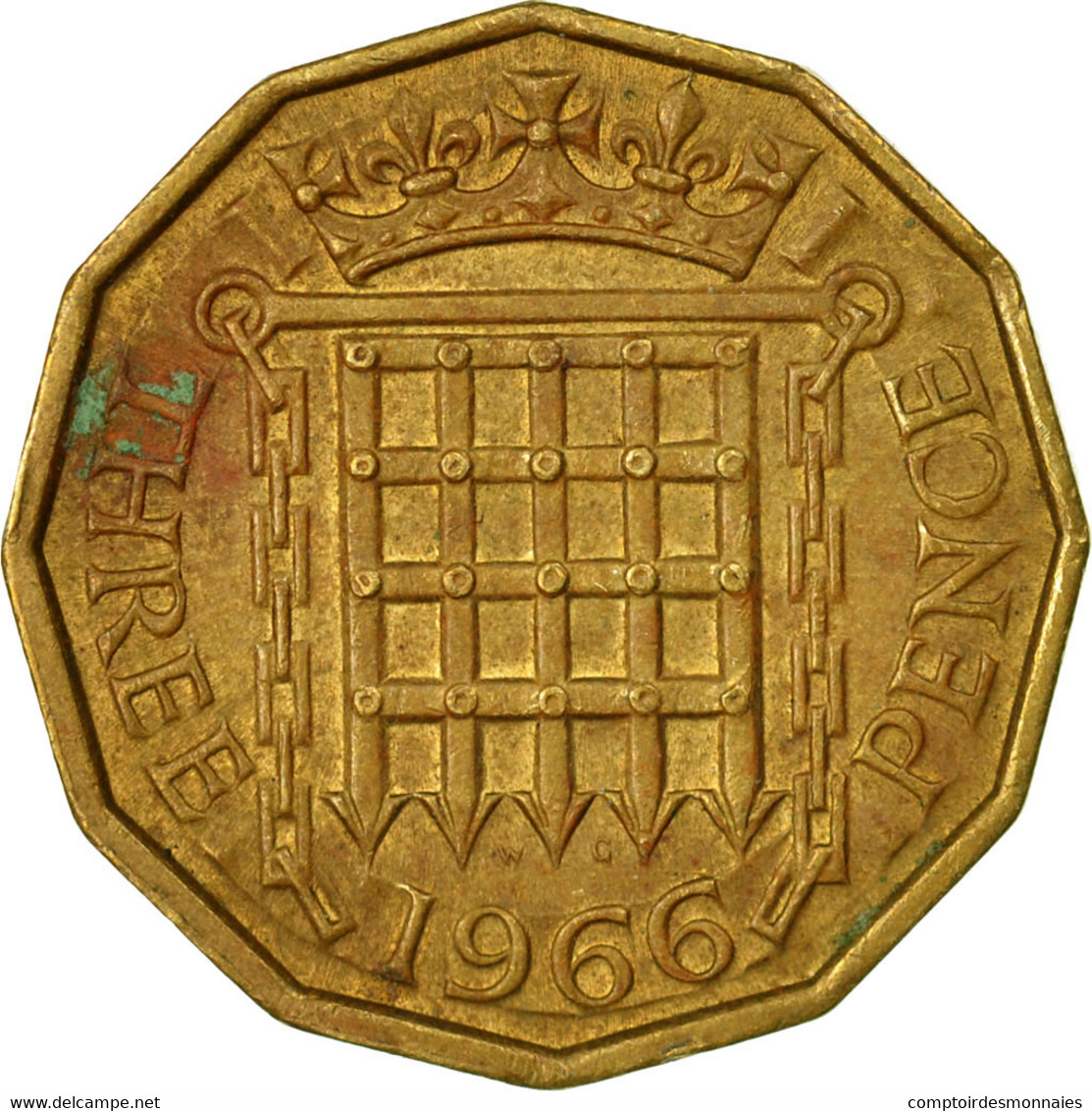 Monnaie, Grande-Bretagne, Elizabeth II, 3 Pence, 1966, TB+, Nickel-brass, KM:900 - F. 3 Pence