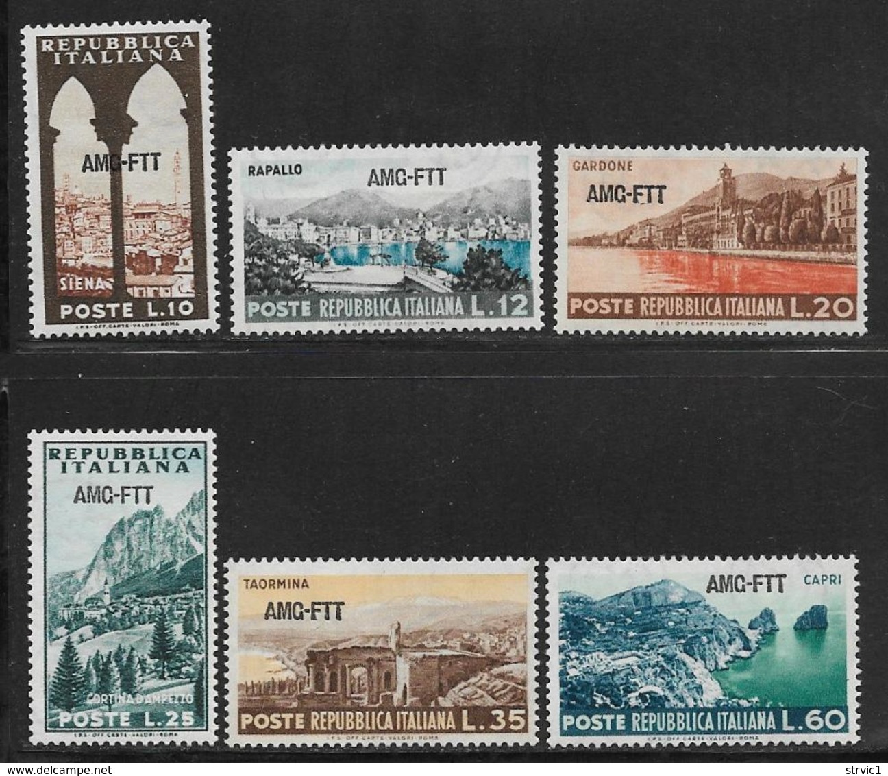 Trieste Zone A, Scott # 188-93 MNH Italy # 641-6 Overprinted, 1954 - Nuevos